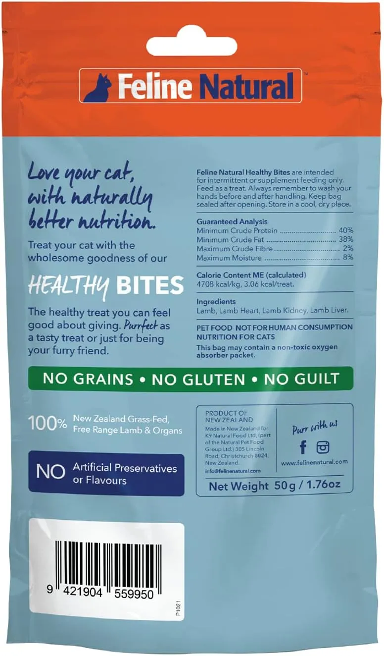 Feline Natural Freeze Dried Cat Treats  Grain-Free, Lamb Flavor, 1.76oz  Natural, Single-Ingredient Snacks from New Zealand