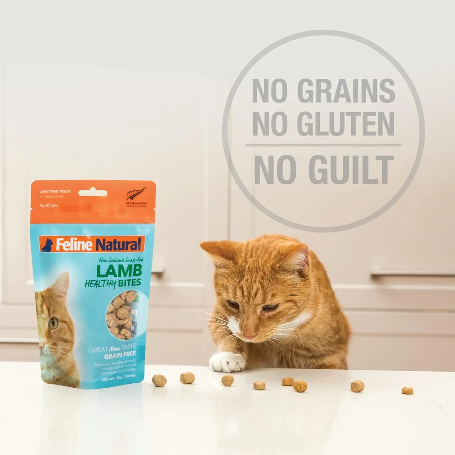 Feline Natural Freeze Dried Cat Treats  Grain-Free, Lamb Flavor, 1.76oz  Natural, Single-Ingredient Snacks from New Zealand