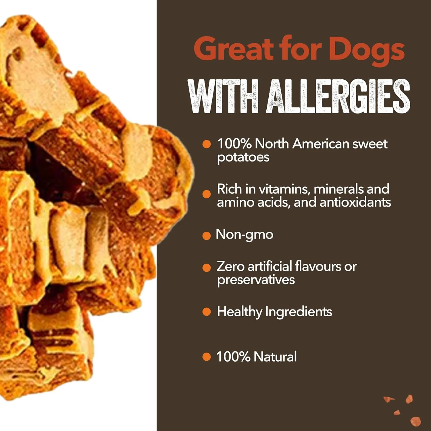 Gaines Family Farmstead Sweet Potato & Peanut Butter Dog Bones  8 oz, Grain-Free, All-Natural Dog Treats for Digestion, Skin, Energy & Immunity  Limited Ingredient, Made in USA