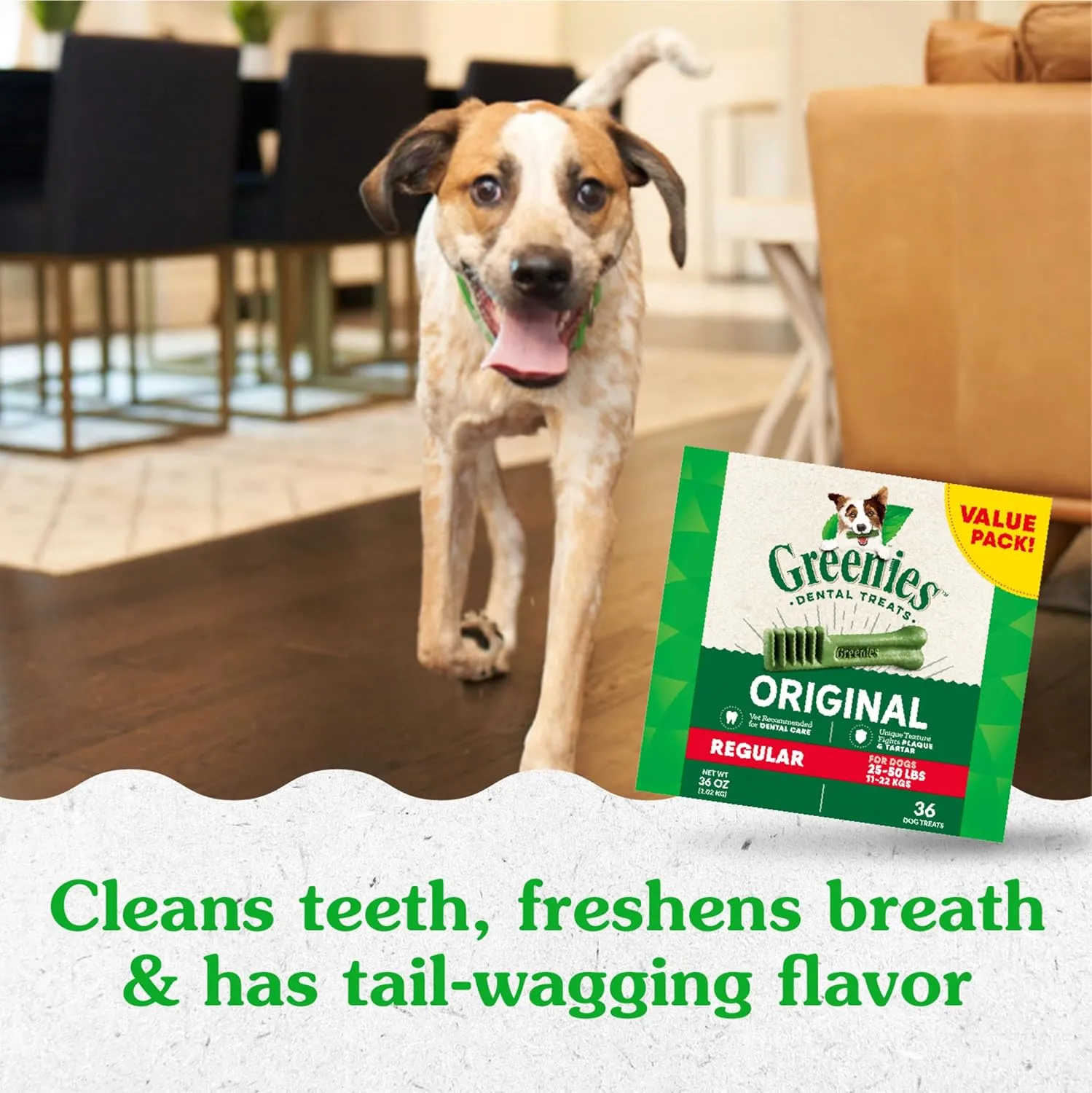 Greenies Original Regular Natural Dog Dental Care Dog Treats (36 Treats)