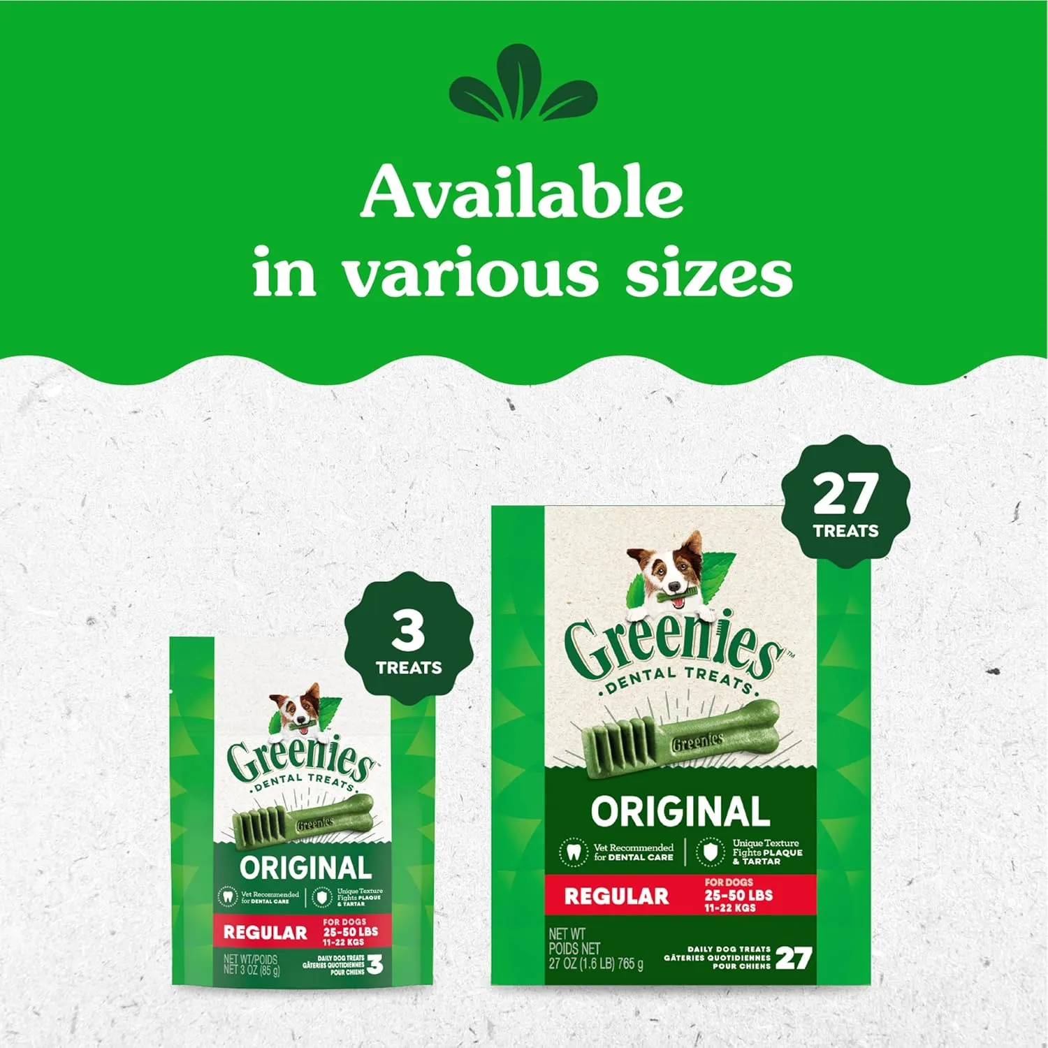 Greenies Original Regular Natural Dog Dental Care Dog Treats (36 Treats)