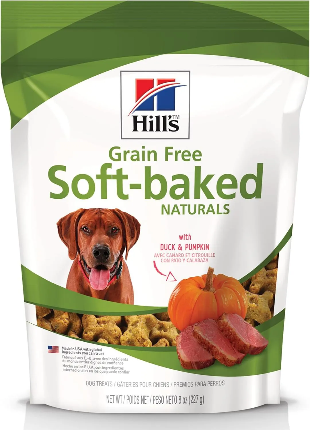 Hill's Grain Free Soft Baked Naturals, All Life Stages, Great Taste, Dog Treats, Duck & Pumpkin , 8 oz Bag