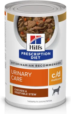 Hill's Prescription Diet c/d Multicare Urinary Care Chicken & Vegetable Stew Wet Dog Food, Veterinary Diet, 12.5 oz. Cans, (Pack of 12)