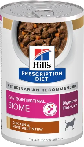 Hill's Prescription Diet Gastrointestinal Biome Digestive/Fiber Care Chicken & Vegetable Stew Wet Dog Food, Veterinary Diet, 12.5 oz. Cans, 12-Pack