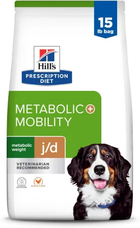 HILL'S PRESCRIPTION DIET Metabolic   Mobility, Weight   j/d Joint Care Chicken Flavor Dry Dog Food, Veterinary Diet, 15 lb. Bag