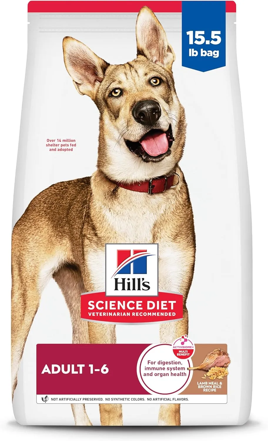 Hill's Science Diet Adult 1-6, Adult 1-6 Premium Nutrition, Dry Dog Food, Lamb & Brown Rice, 15.5 lb Bag