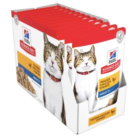 Hills Science Diet Adult 7  Active Longevity Mature Chicken Cat Food Pouches 85g x 12^^^