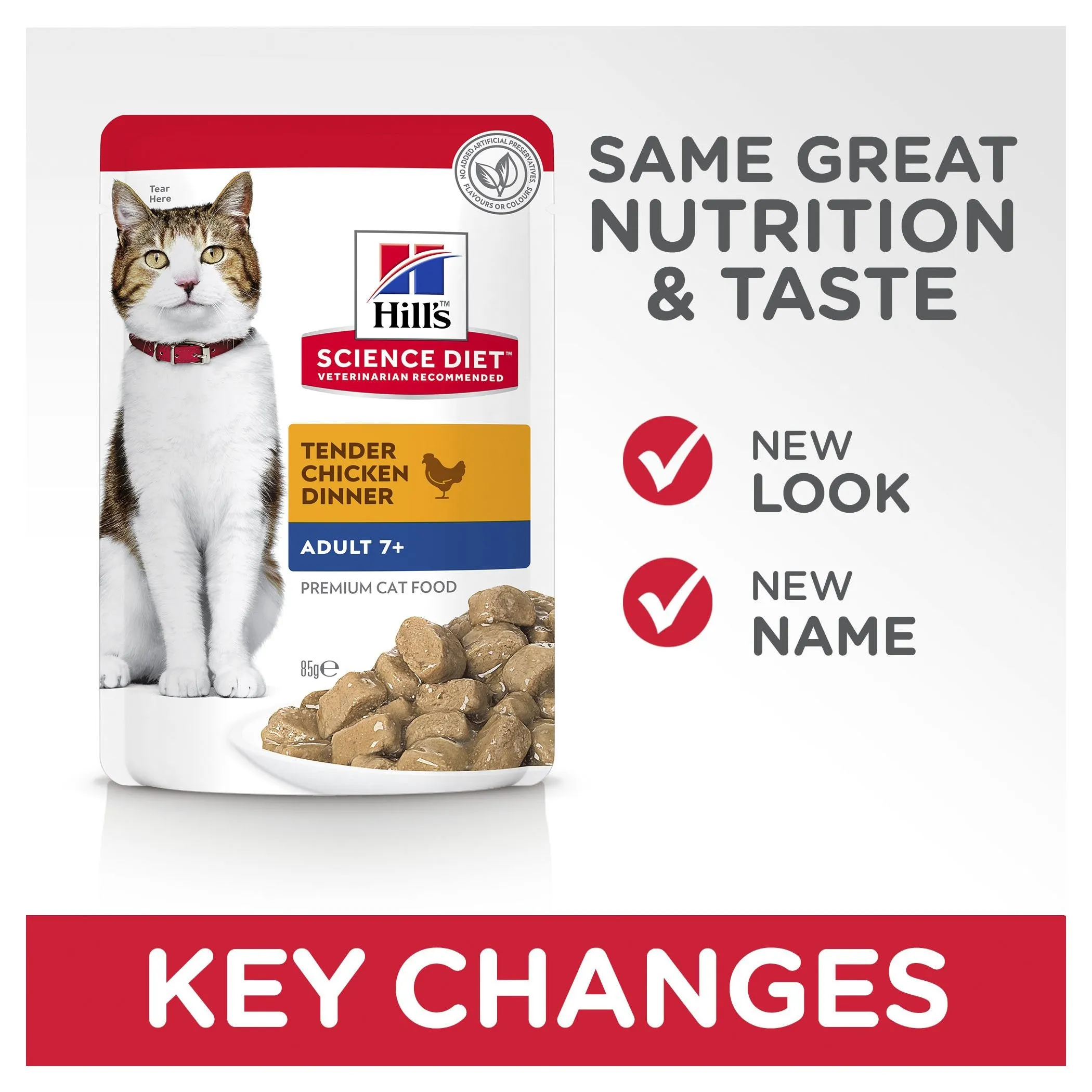 Hills Science Diet Adult 7  Active Longevity Mature Chicken Cat Food Pouches 85g x 12^^^