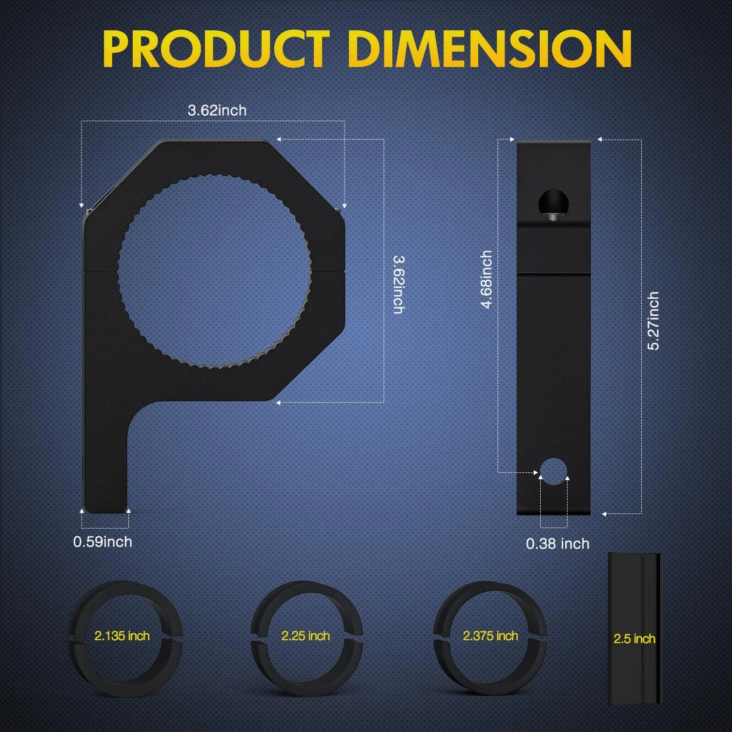 Horizontal Bar Tube Clamp Mount Bracket Kits 2.135in-2.25in-2.375in-2.5in (Pair)