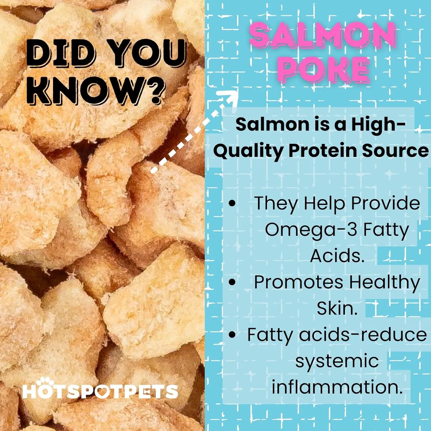 hotspot pets Freeze Dried Salmon Treats for Cats & Dogs -Made in USA-1LB Resealable Big Bag -Single Ingredient, High Protein, All Natural Grain-Free- Perfect for Training, Topper or Snack