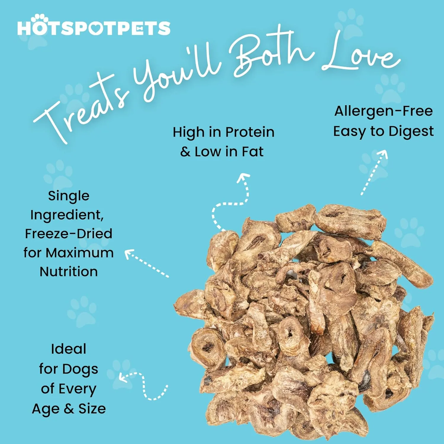 hotspot pets Freeze Dried Turkey Hearts Treats for Cats & Dogs -Made in USA, 1lb Big Bag, Single Ingredient All Natural Grain-Free Turkey Heart - Perfect for Training, Topper or Snack