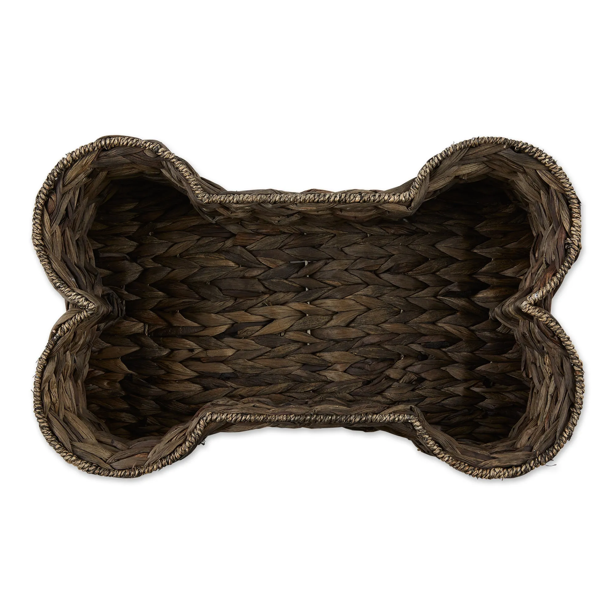 Hyacinth Pet Storage Basket, Bone Shaped, Dark Brown, Small - 17.75x11x7.5"
