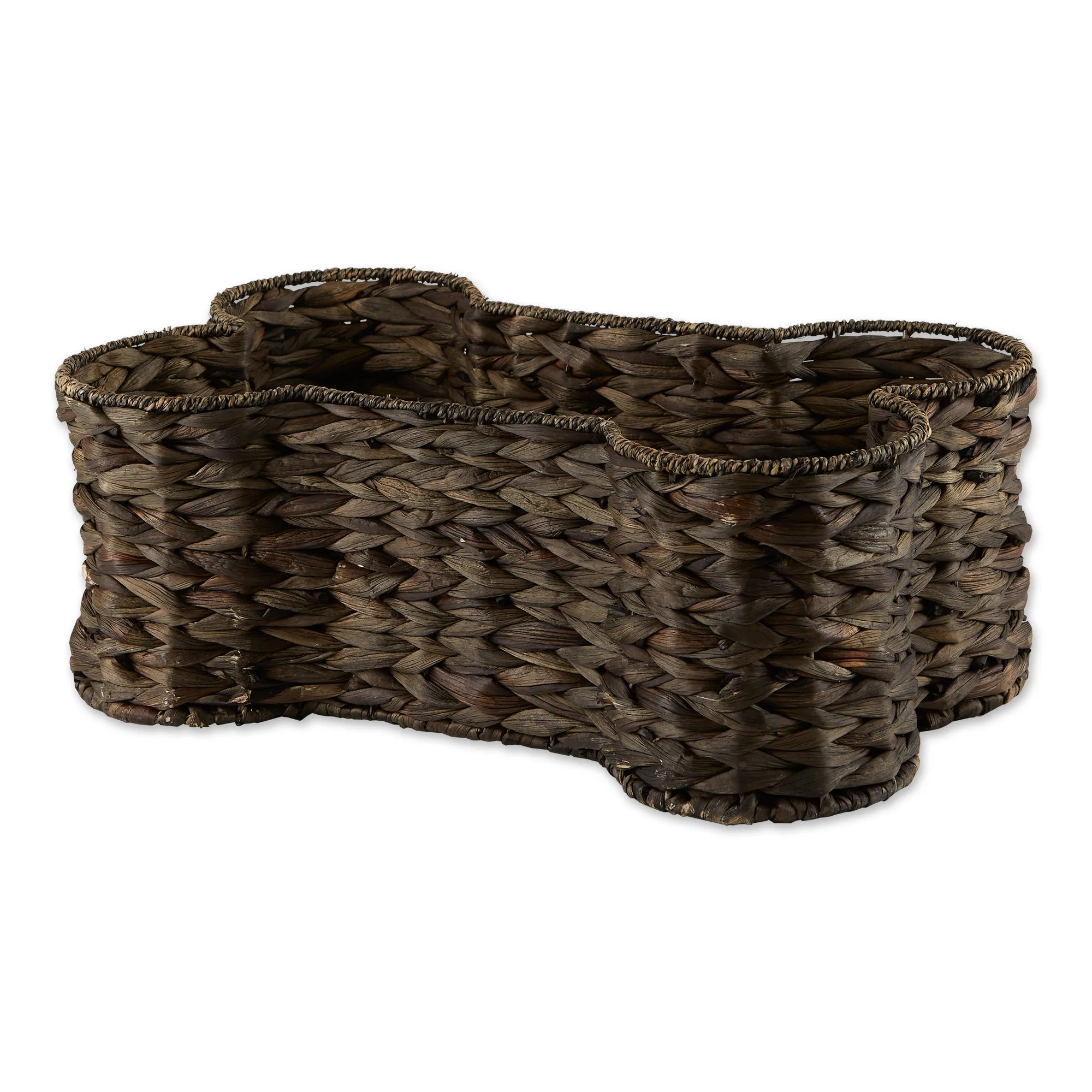 Hyacinth Pet Storage Basket, Bone Shaped, Dark Brown, Small - 17.75x11x7.5"