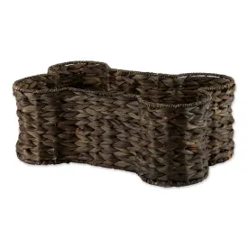 Hyacinth Pet Storage Basket, Bone Shaped, Dark Brown, Small - 17.75x11x7.5"