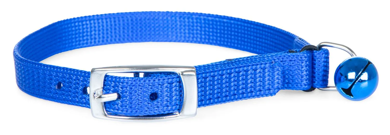 Jeffers Solid Web Nylon Cat Collars w/ Bell, 3/8" x  12"