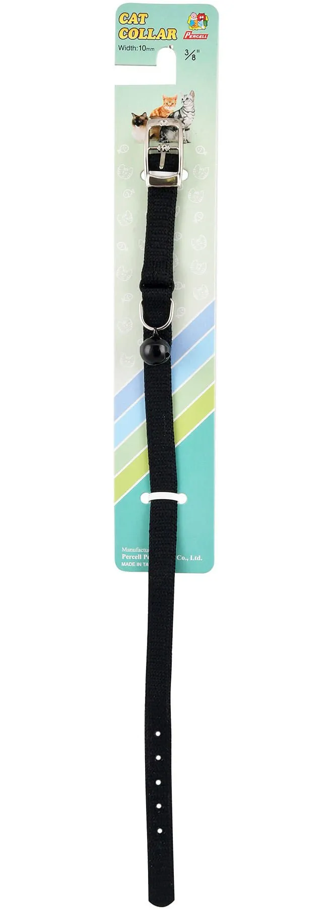 Jeffers Solid Web Nylon Cat Collars w/ Bell, 3/8" x  12"