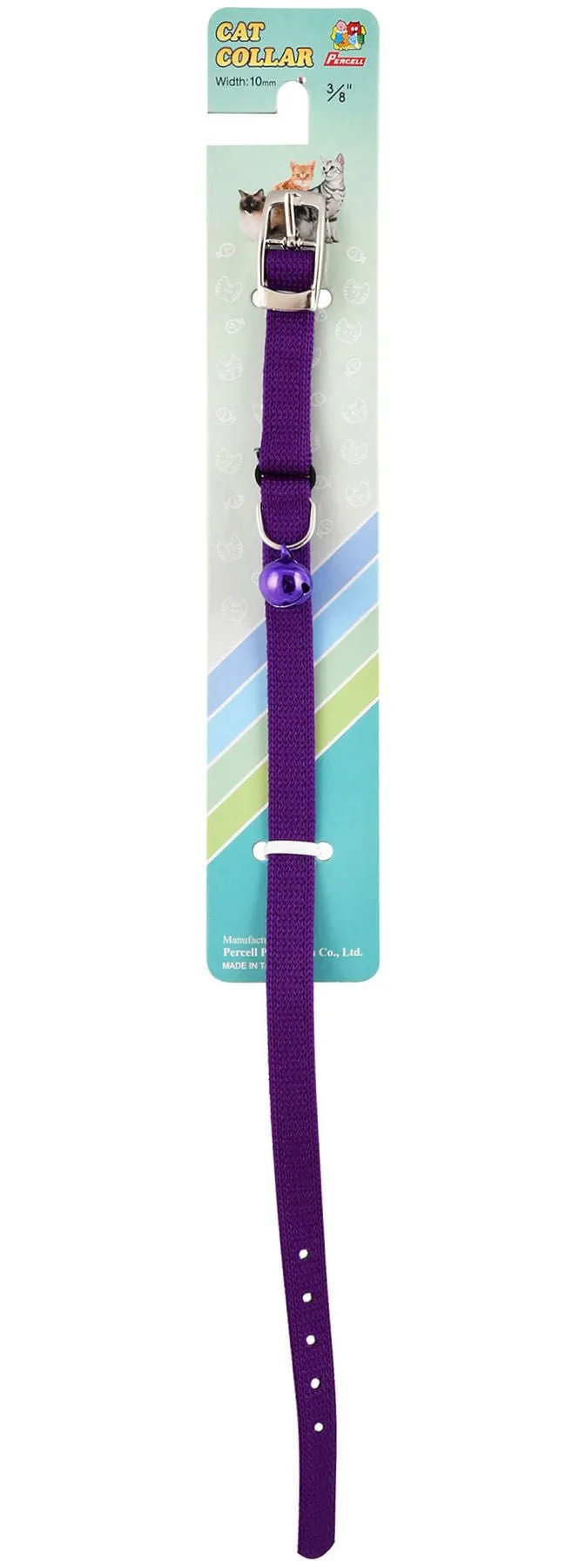 Jeffers Solid Web Nylon Cat Collars w/ Bell, 3/8" x  12"