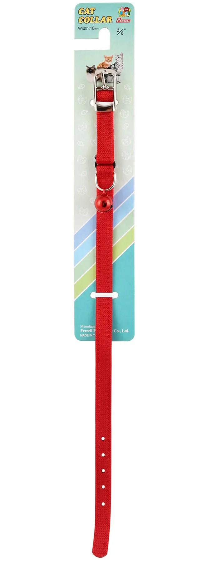 Jeffers Solid Web Nylon Cat Collars w/ Bell, 3/8" x  12"