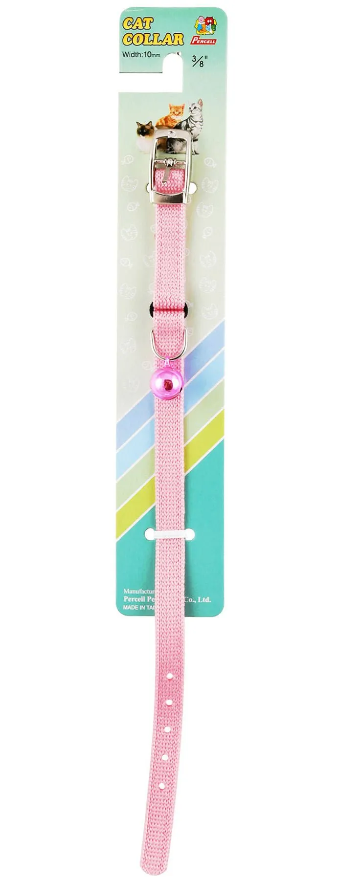 Jeffers Solid Web Nylon Cat Collars w/ Bell, 3/8" x  12"