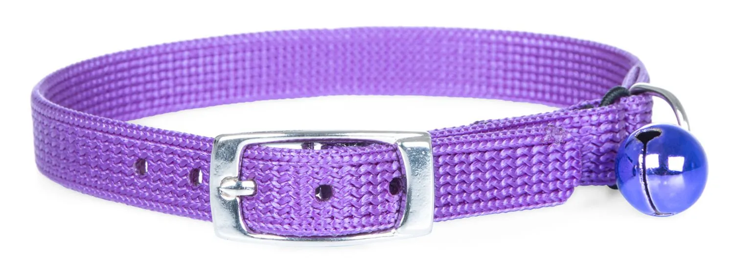 Jeffers Solid Web Nylon Cat Collars w/ Bell, 3/8" x  12"