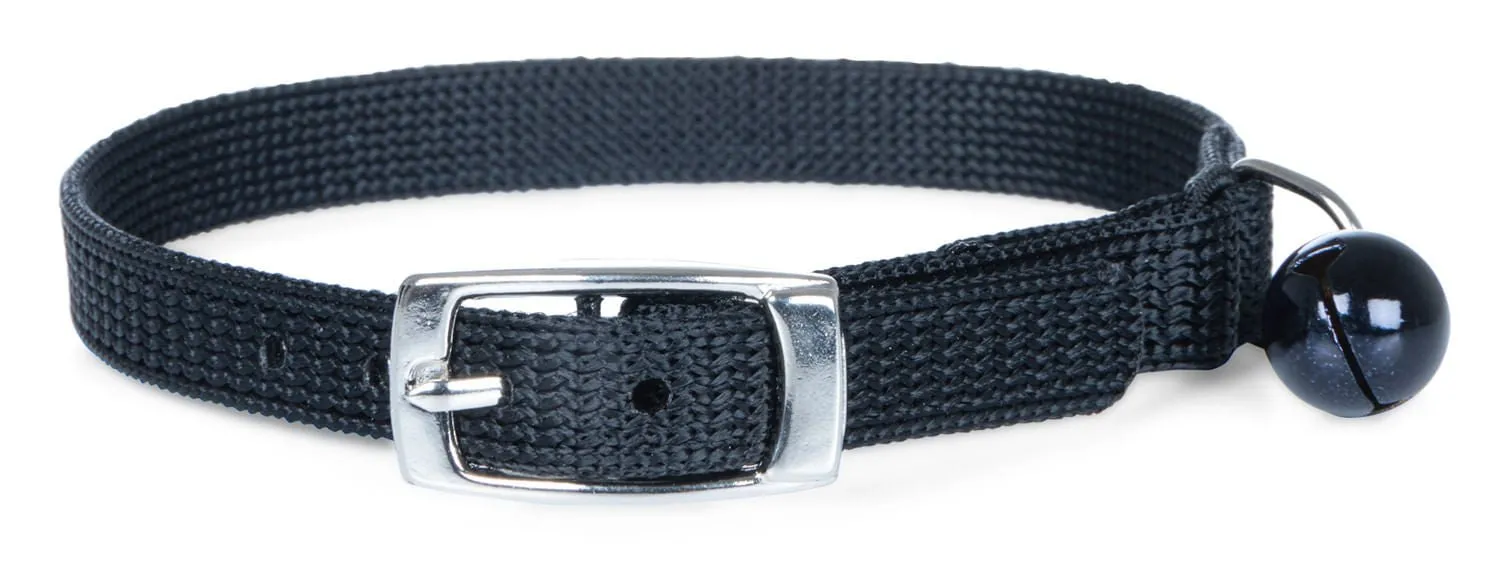 Jeffers Solid Web Nylon Cat Collars w/ Bell, 3/8" x  12"