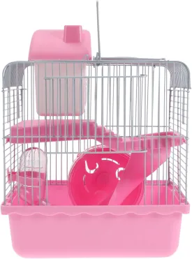 Laura Castle Luxury Hamster Cage & Habitat - Small Animal Enclosure (9.45 x 7.09 x 12.2 in) Includes All Accessories for Dwarf Hamsters, Guinea Pigs