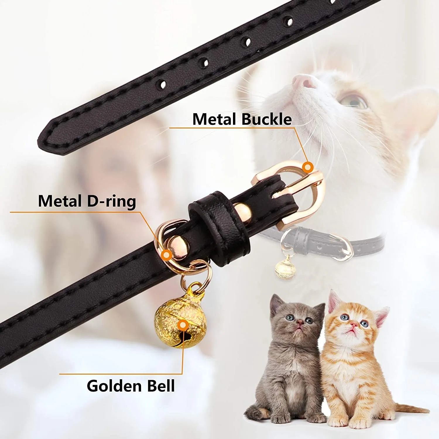 Leather Cat Collars with Bells