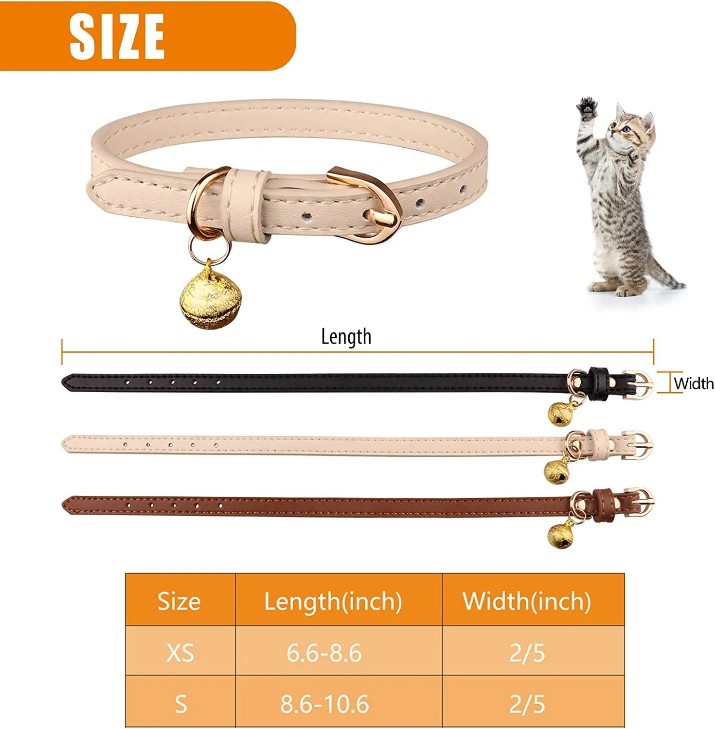 Leather Cat Collars with Bells