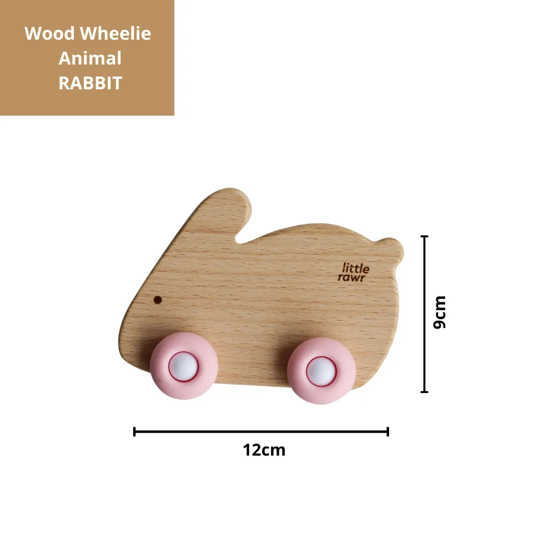 Little Rawr Wood Wheelie Animal - Pink