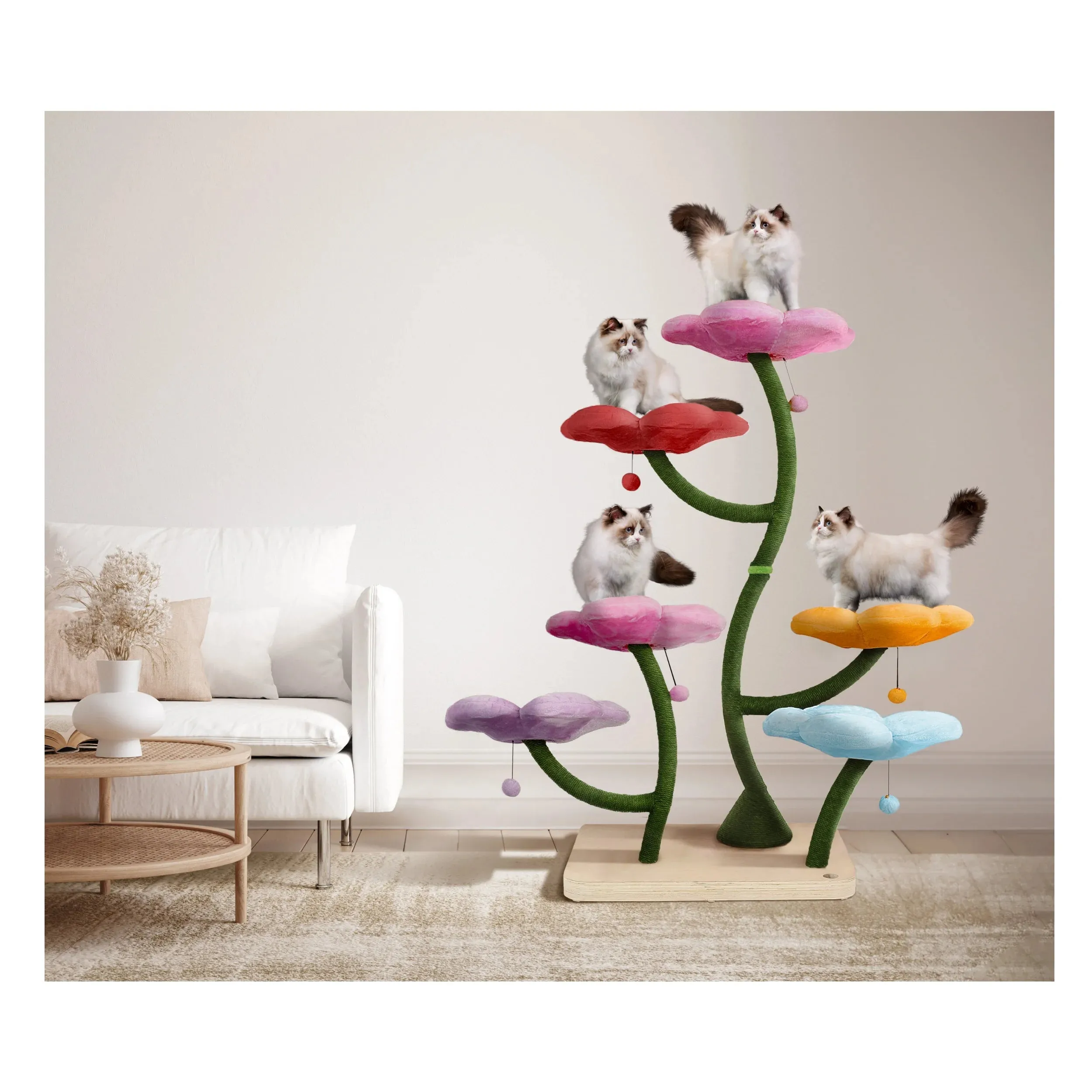Luxury Floral Cat Tree Condo