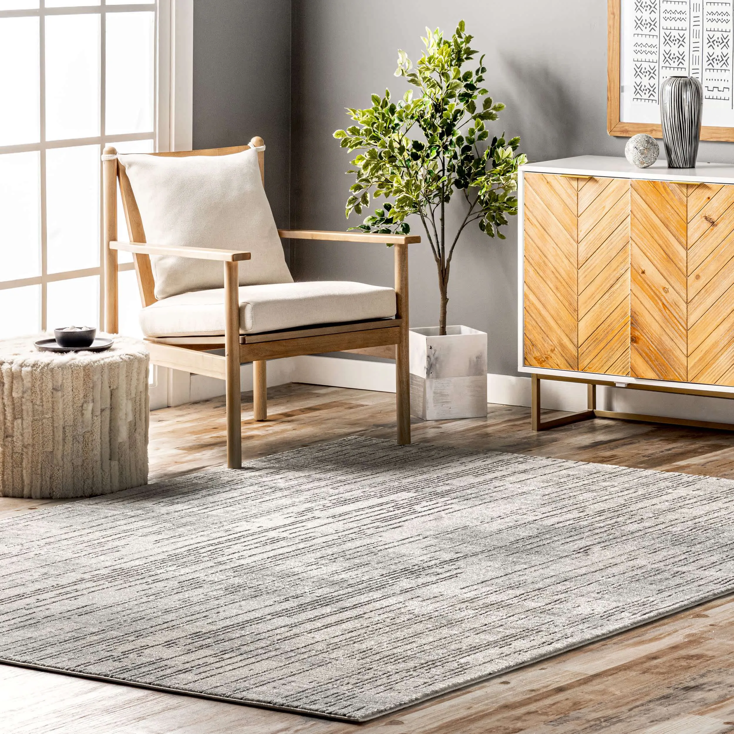 Maddie Contemporary Stripes Area Rug