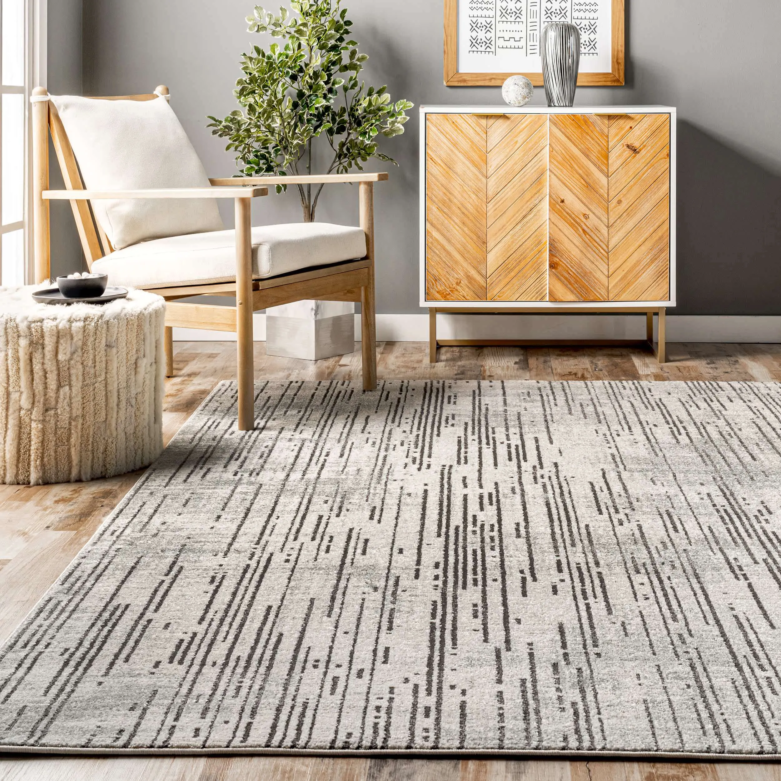 Maddie Contemporary Stripes Area Rug