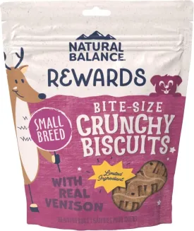 Natural Balance Limited Ingredient Rewards Crunchy Biscuits, Bite-Size Grain-Free Dog Treats for Small-Breed Dogs, Made with Real Venison, 8 Ounce (Pack of 1)