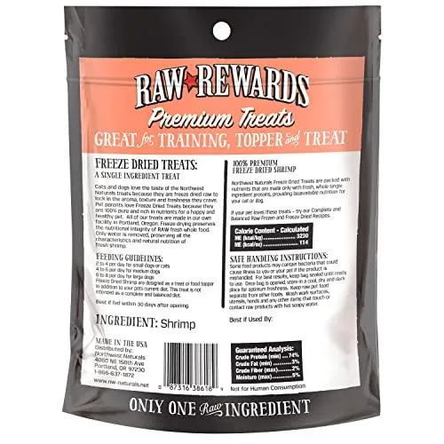 Northwest Naturals Freeze Dried Shrimp Freeze-Dried Cat and Dog Treats - 1 oz Bag