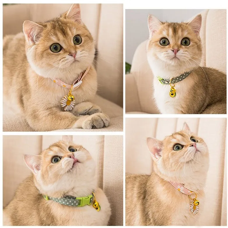Nuopets Pet Collar Daisy Cat Neck Jewelry Bell