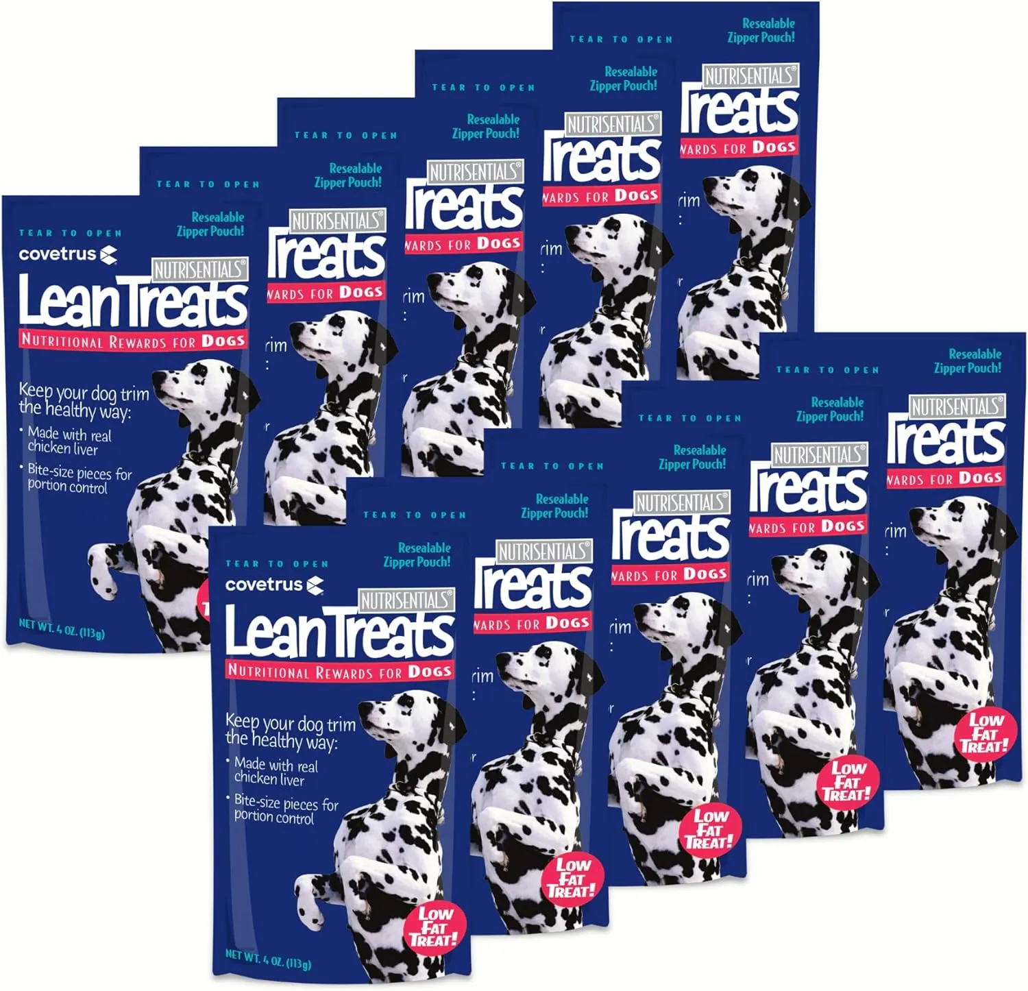 Nutrisential Lean Treats for Dogs - Soft Dog Treats for Small & Medium Dogs - Nutritional Low Fat Bite Size K9 Treats - Chicken Flavor - 10 Pack - 4oz
