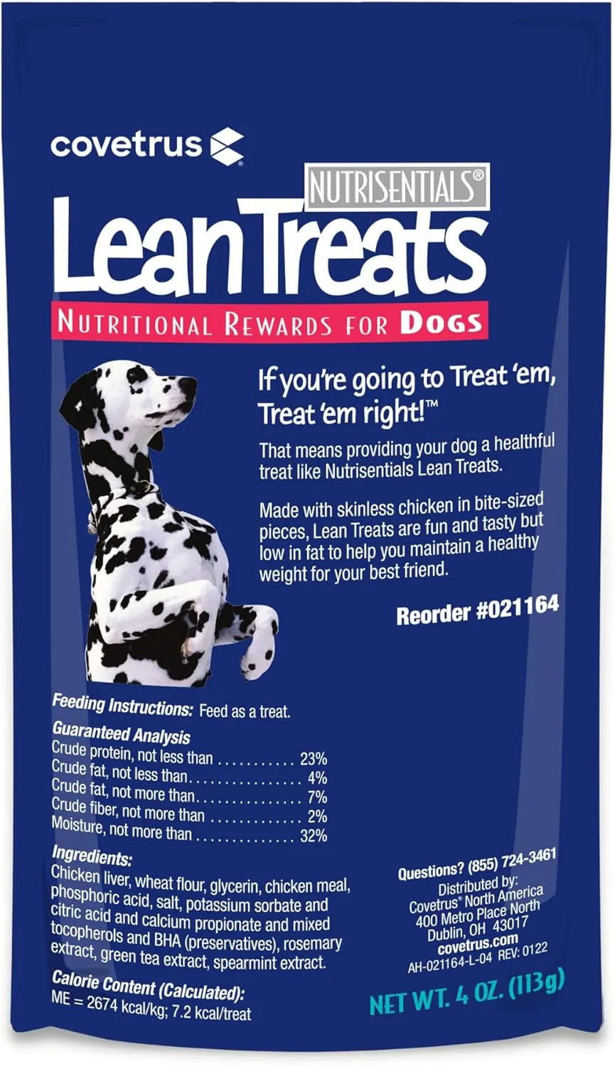 Nutrisential Lean Treats for Dogs - Soft Dog Treats for Small & Medium Dogs - Nutritional Low Fat Bite Size K9 Treats - Chicken Flavor - 10 Pack - 4oz