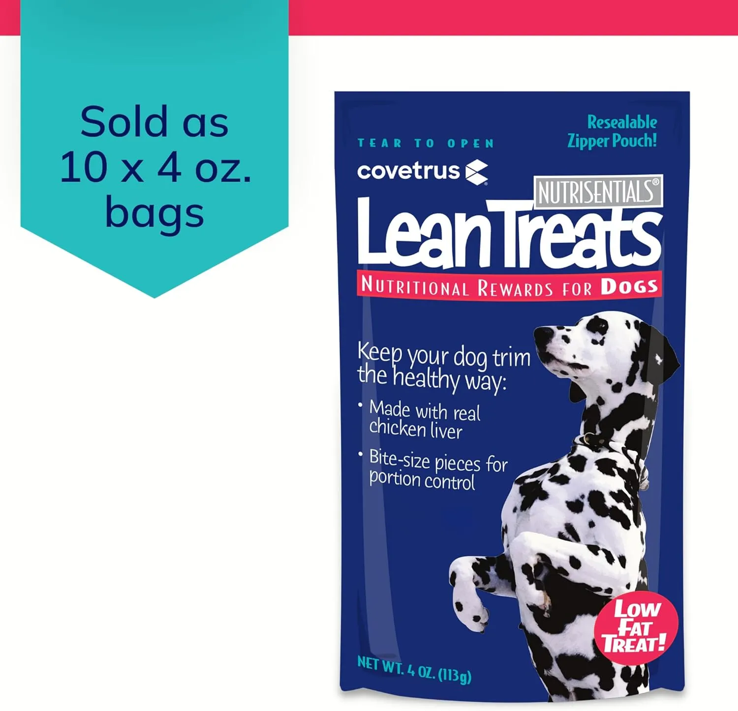 Nutrisential Lean Treats for Dogs - Soft Dog Treats for Small & Medium Dogs - Nutritional Low Fat Bite Size K9 Treats - Chicken Flavor - 10 Pack - 4oz