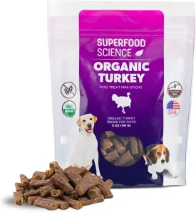Organic Dog Treats for Small, Medium & Large Dogs  Turkey Training Treats for Puppies & Adult Dogs, Grain-Free, Hypoallergenic, All-Natural, Healthy, Low-Calorie, Semi-Soft Chews, Made in USA, 5 oz
