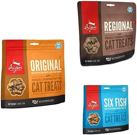 Orijen Freeze Dried Cat Treats, Grain Free, Natural & Raw Animal Ingredients, Original Made with Free-Run Poultry & Wild-Caught Monkfish, 1.25 oz   Treats