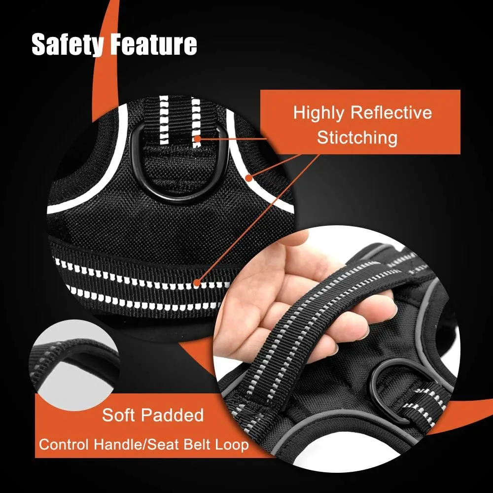 PHOEPET No Pull Dog Harnesses for Small Puppies Reflective Adjustable Front Clip Vest with 2 Metal Leash Attachment Hooks Soft Handle(S, Purple)