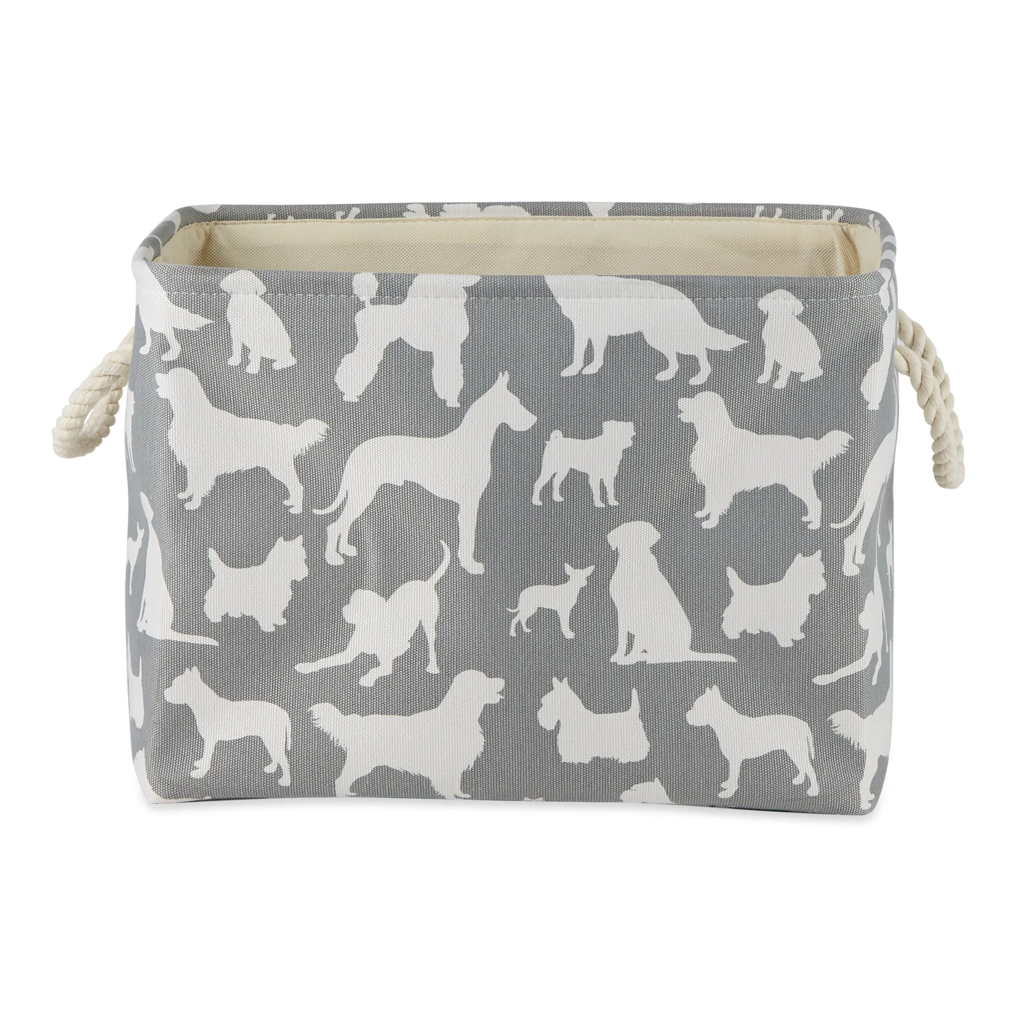 Polyester Pet Bin Dog Show Gray Rectangle Small 14X8X9