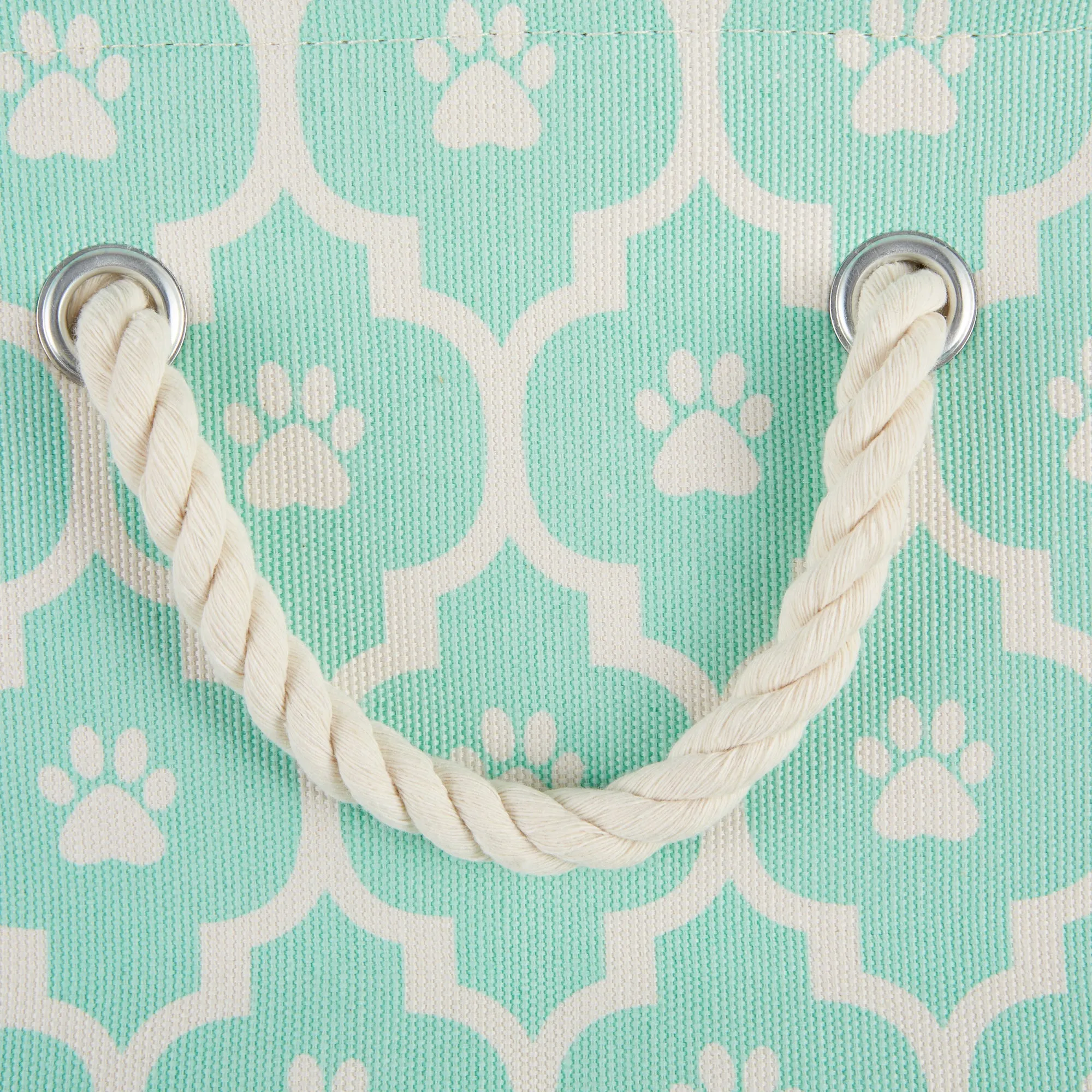 Polyester Pet Bin Lattice Paw Aqua Rectangle Small 14X8X9