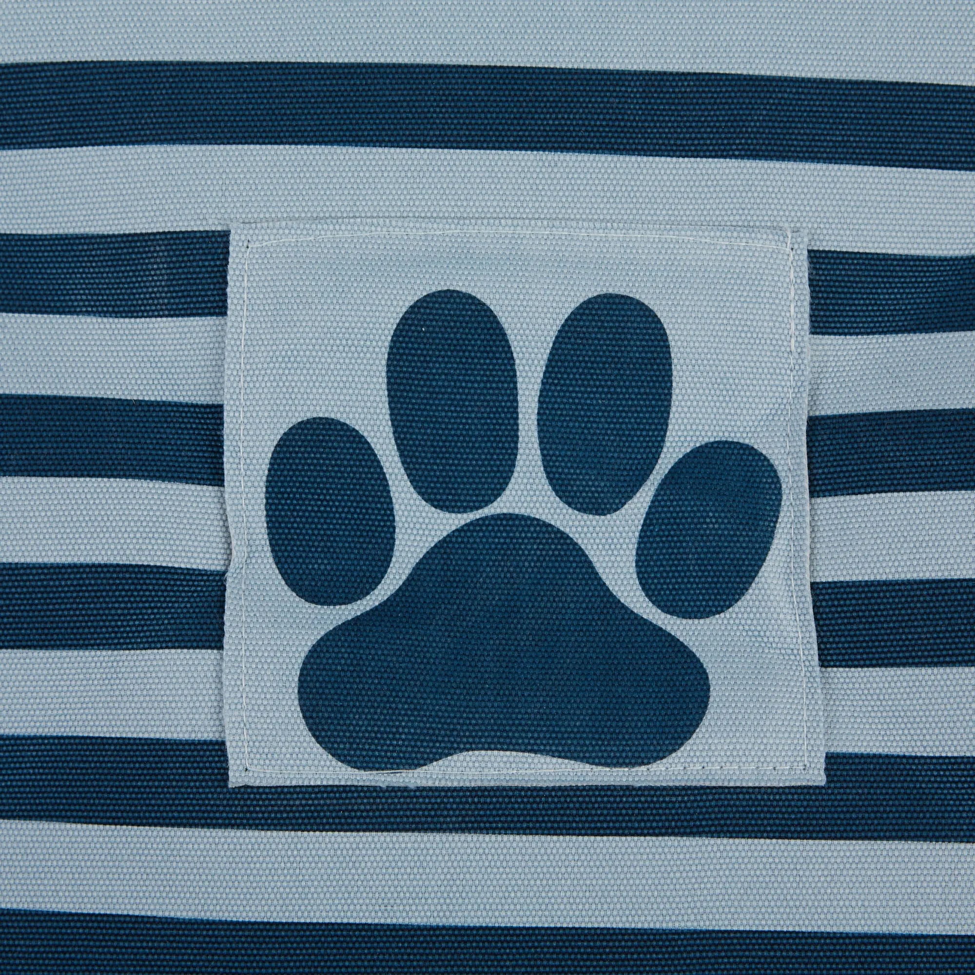 Polyester Pet Bin Stripe With Paw Patch Dark Navy Round Large 15X18X18