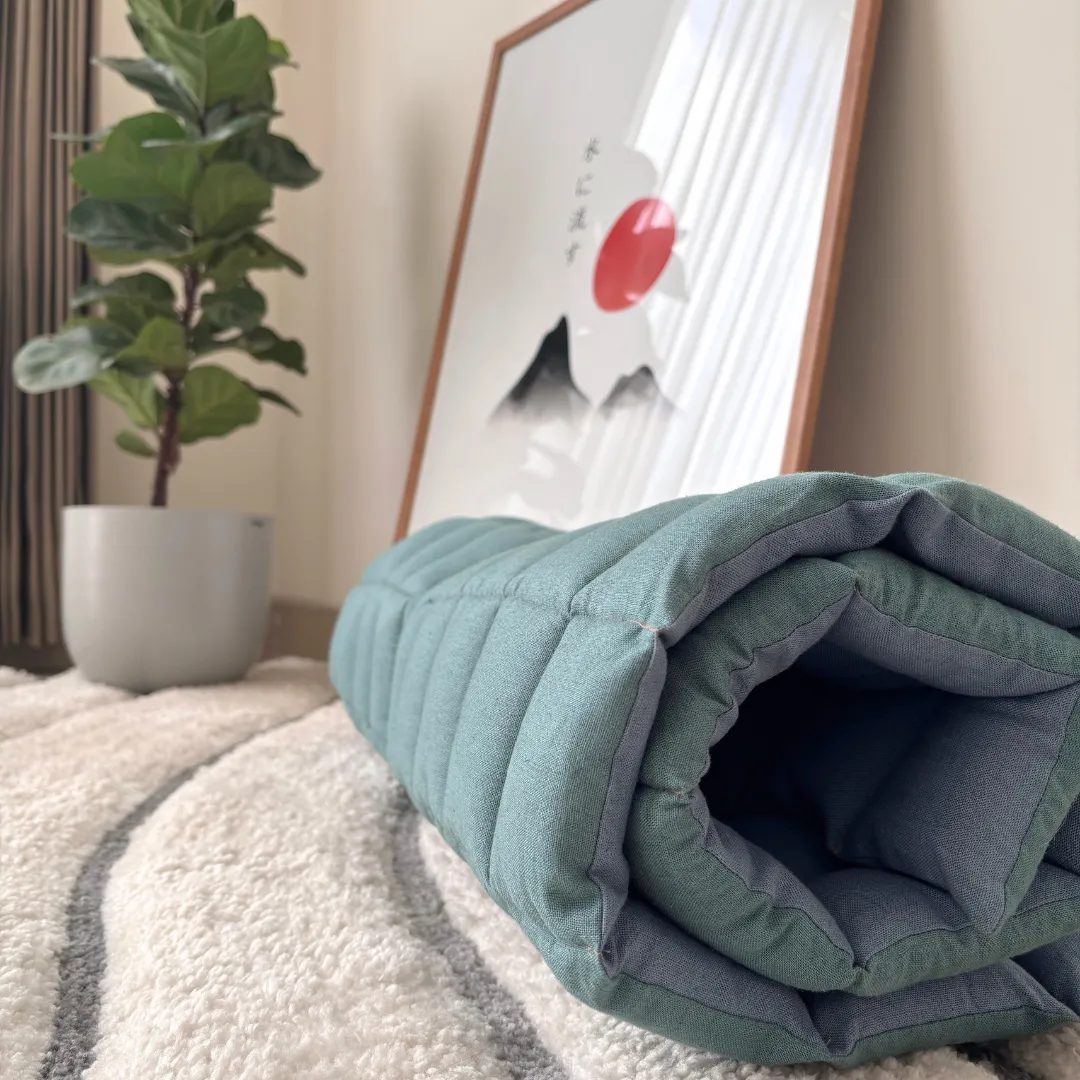 PoochMate Blue & Green Linen Quilted Dog Mat