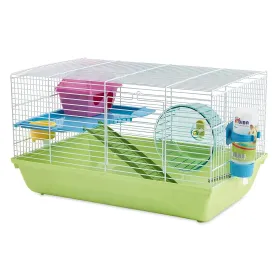 Savic Martha Double Hamster & Guniea Pigs Polyethylene Cage, Cage Contains A House, Two Platforms, Bowl, Exercise Wheel, & Bottle, Fun & Activity Cage for Small Pets, 19 X 12 X 11 Inch - Multicolor