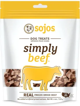 Sojos Natural Pet Food Simply Beef Freeze-Dried Dog Treats, 4 oz, Yellow