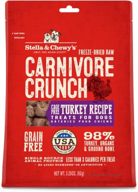 Stella & Chewy's Freeze-Dried Raw Carnivore Crunch Cage-Free Turkey Recipe Dog Treats  3.25 oz. Bag