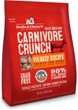 Stella & Chewy's Freeze-Dried Raw Carnivore Crunch Grass-Fed Beef Recipe Dog Treats  3.25 oz. Bag
