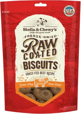 Stella & Chewy's Freeze-Dried Raw Coated Dog Biscuits  Grass-Fed Beef Recipe  Protein Rich, Grain Free Dog & Puppy Treat  Great Snack for Training & Rewarding  9 oz Bag